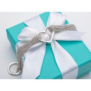 Tiffany & Co. Sterling Silver Multi-Strand Mesh Open Heart Toggle Bracelet Vint